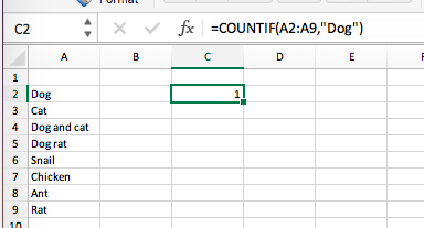Count a Word or String Inside Cells That Contain Other Text in Excel