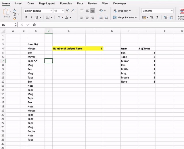 Count Unique Values in an Excel List (Array Formula Method)