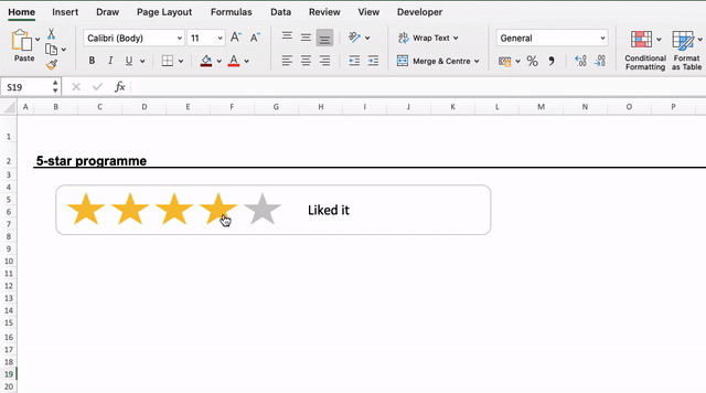 Build a Clickable 5-Star Rating System in Excel Using Shapes and VBA