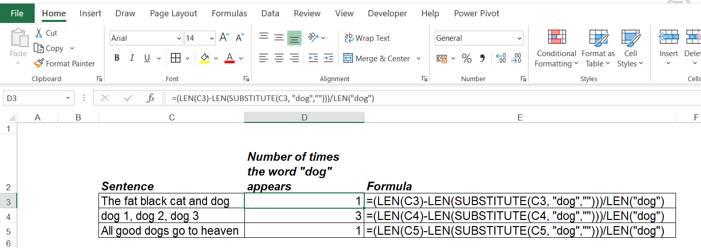 Count How Many Times a Character Appears Inside an Excel Cell